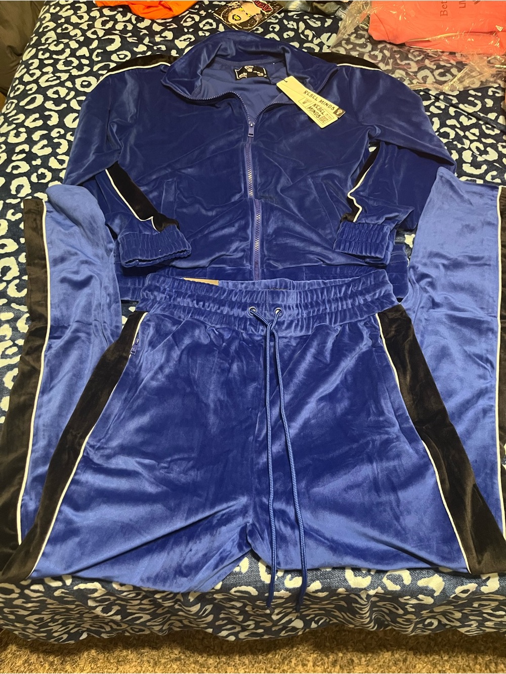Blue Velour Track Pants and Jacket Set - Rebel Minds